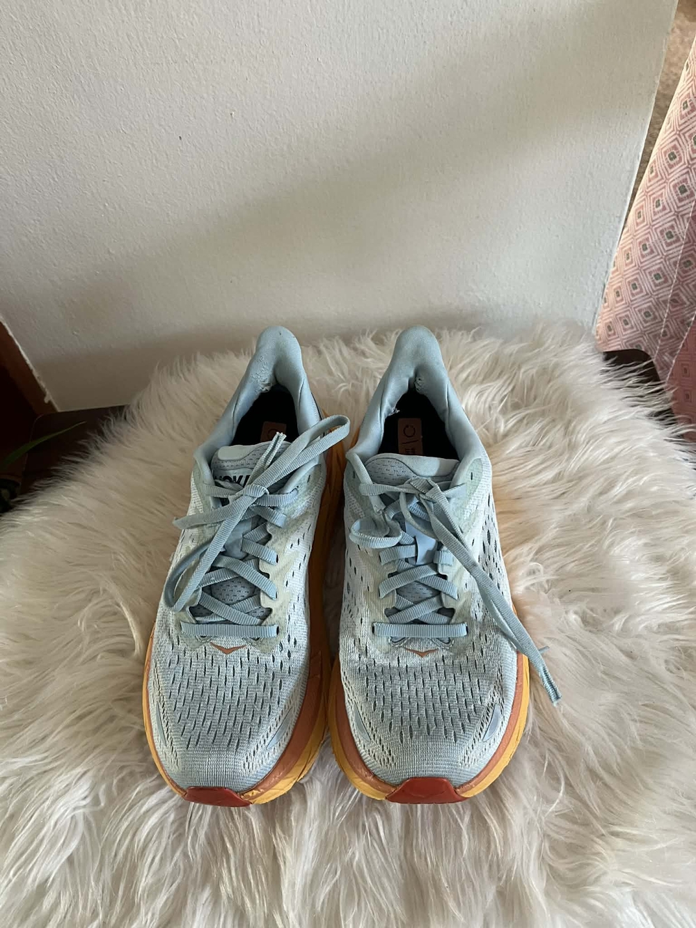Hoka One One Women's Light Blue Running Shoes with Orange Accents - Picture 5 of 8